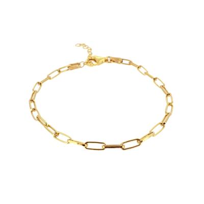 China High Quality Gold Plated Vintage 925 Sterling Silver Paper Clip Chain Link Bracelet For Woman for sale