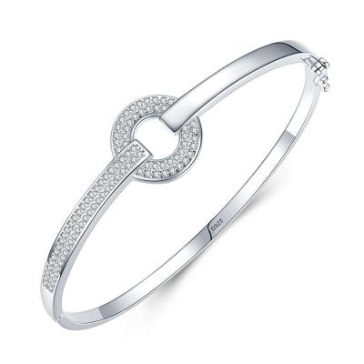 China CLASSIC 925 Sterling Silver White Gold Circle Rhinestone Plated Bracelet For Girl for sale