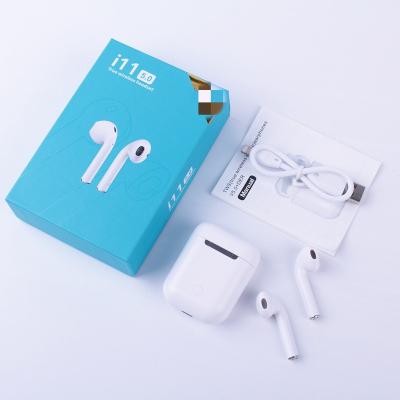 China Perfect Sound New Style White i11 Bass Sport Wireless Earbuds 5.0 Version Box Built-in Charging Wireless Earbuds for sale