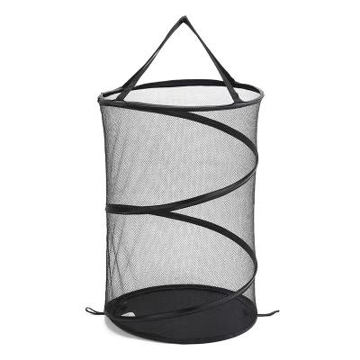 China Laundry Factory Price Carry Handles Mesh Storage Basket Reinforced Automatic Spiral Folding for sale