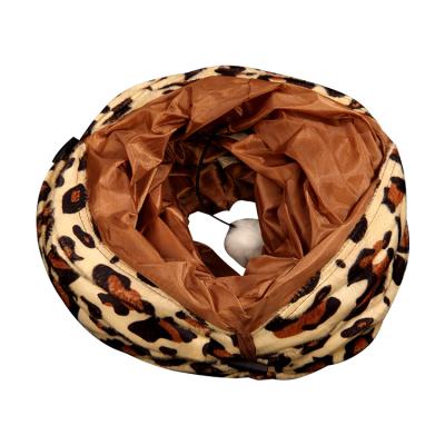 China Leopard Print 2 Holes Pet Cat Play Tunnel Viable Foldable Factory Outlet With Sound Paper Channel for sale