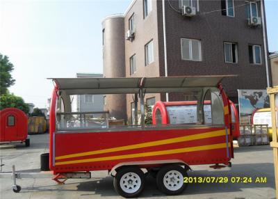 China Fast Food / Ice Cream Street Food Cart  Mobile Catering Van Red And Yellow Striple for sale