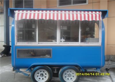 China Strong Steel Mobile Fast Food  Truck Trailers Mobile Hot Dog Cart Blue Paint Color for sale