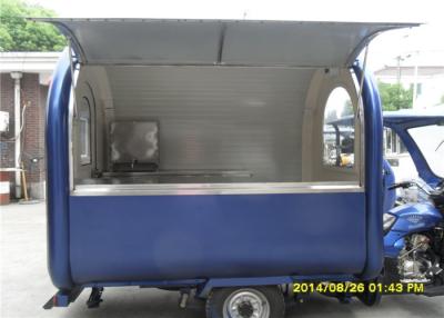 China Dark Blue Strong Steel Motorcycle Food Cart Catering Vans For Events for sale