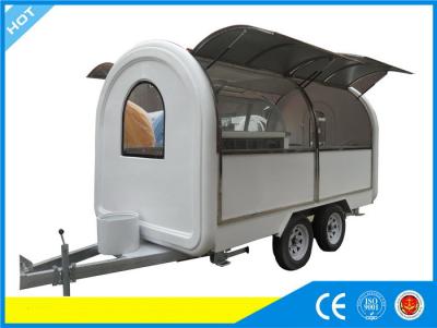 China White Color Fiberglass Mobile Kitchen Concession Trailer Both Side Opening Windows for sale