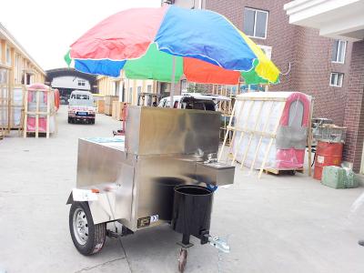 China Mobile Fryer Food Stainless Steel Hot Dog Cart With Small Wheels for sale