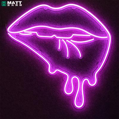 China Firmly Brightly Matt Factory Game Room Decor Large Neon Sign Light Dropshipping Custom Pink Lips Led Neon Sign Machine for sale