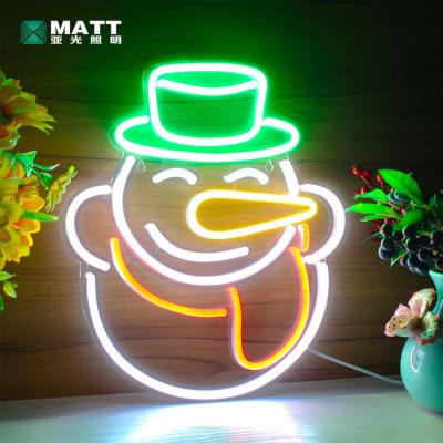 China Buildings Matt Dropshipping Christmas Snowflake Snowman Neon Sign For Mall Window Kids Room Christmas Decor for sale