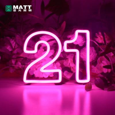 China Matt's home factory dropshipping decor diy hot pink diy party numbers large neon light 21 neon sign for sale