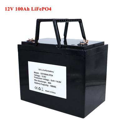 China Long Cycle Life 12V 100Ah LiFePO4 Lithium Battery 12.8V Solar Battery Power Batteries 4000 Cycles For Campers Golf Cart for sale