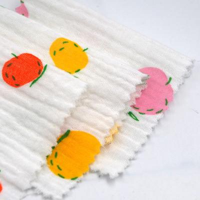 China Wholesale Soft Shrink-Resistant Double Layer Muslin Pleat Gauze Crepe Printed Muslin Fabric For Baby Blankets for sale