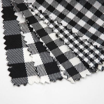 China 2021 Factory 100% Shrink-resistant Black And White Roll Woven Checks Stripes Polyester Plaid Fabric For Women for sale