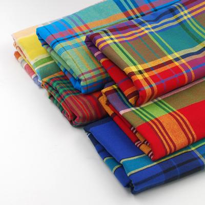 China New Designs Breathable 21s Custom Made Cloth Woven Plaid 100% Cotton Madras Plaid Fabric For Shirt Dress for sale