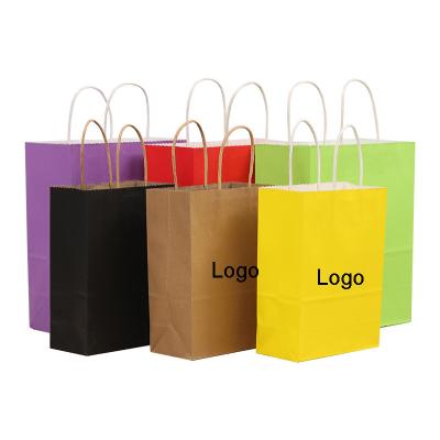 China Customized Printed Paper Bags Recyclable With Your Own Logo Restaurant Shopping Advertisement Kraft Paper Bags With Handle for sale