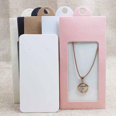 China Morden Customized Foldable Jewelry Card Package Women Necklace Cards Gift Jewelry Box With Clear Window for sale