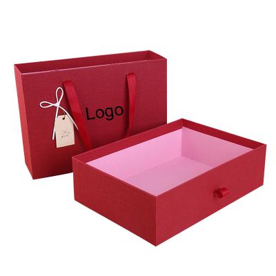 China Customized handmade elegant paper valentines drawer paper gift packing box with ribbon for sale