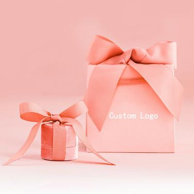 China Wholesale High Quality Recyclable Bracelet Ribbon Handles Luxury Shopping Logo Printed Paper Jewelry Bags Custom Jewelry Wedding Gift for sale