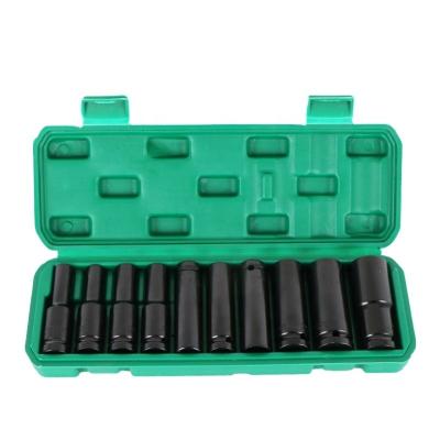 China 10 Inch 14pcs 10-24mm 1/2 Inch Drive Garage Tool Impact Wrench Adapter Hand Tool Heavy Heavy Metric Socket Set for sale