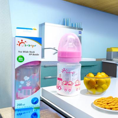 China 160ml PP Baby Feeding Bottle Wide Neck Washable for sale