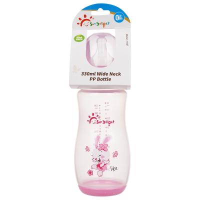 Chine 110℃~120℃ pp courbent bouteille de mamelon de bébé de 12oz 330ml à vendre