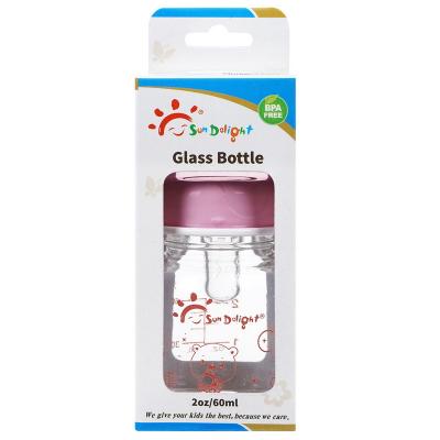 China de Baby van het het Siliconeglas van 110-150℃ 60ml 2oz Vloeibare het Voeden Flessen Te koop