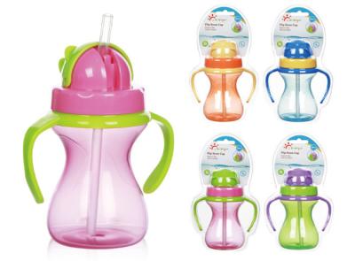 China Doppeltes freies 9oz 290ml Baby Straw Cup des Griff-pp. des Silikon-BPA zu verkaufen