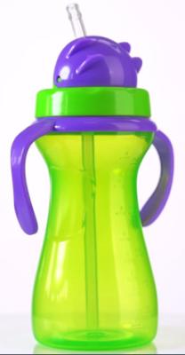 China Groene Purpere 9oz 290ml Baby Gewogen Straw Cup With Handle Te koop