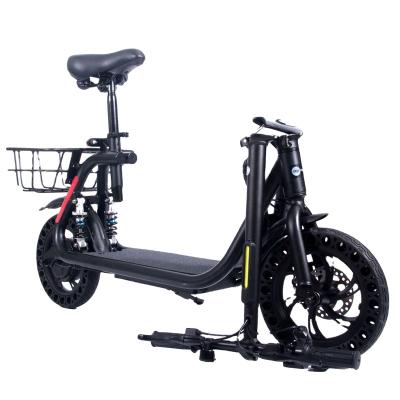 China Women electric scooter EF800 for housewife 2 wheels scooter 12inch motor double motor brakes electric scooter with seat and rear basket for sale