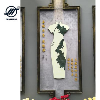 China Cheongsam Modern Waterjet Marble Design Pattern Medallion Marble Hotel Lobby Relief Sculpture for sale