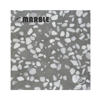 China Acid/Stain/Heat/Scratch Resistant Artificial Stone Size Polished Gray Terrazzos Floor Tiles For Decoration Colored Slabs for sale