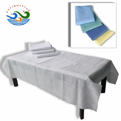 China Factory price pp white nonwoven bed roll anti-static color bedspread elastic band disposable plastic bedspread for sale