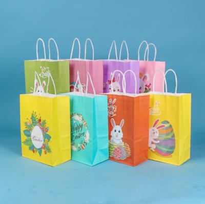 China Customized Design Recyclable Gift Bag Kraft Paper Gift Bag With Paper Handle For Easter for sale