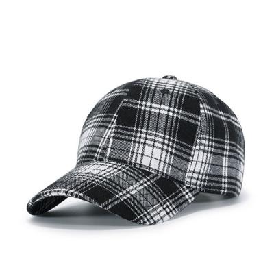 China Custom 100% Cotton 6 Panel Baseball Hat Plain Lattice Hats Baseball Cap COMMON for sale