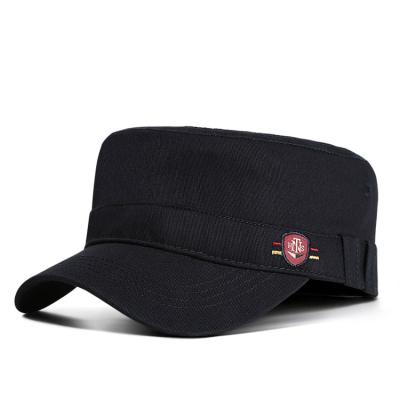 China JOINT Black Military Flat Top Hat Cadet Military Hat for sale