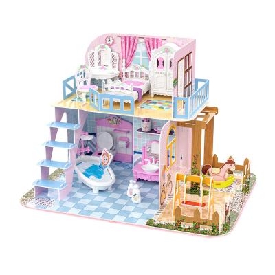 China DIY TOY 3d puzzle doll bed room and toilet room for jigsaw puzzle game dollhouse bathroom for kids for sale