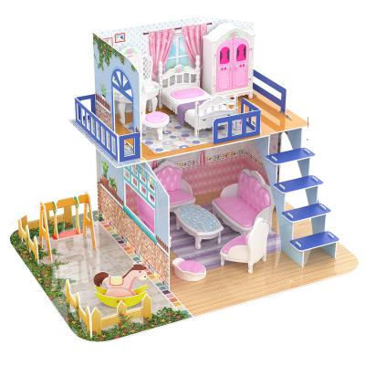 China DIY TOY 3d paper puzzle doll bed room and living room for diy miniature jigsaw puzzle dollhouse accessories for sale