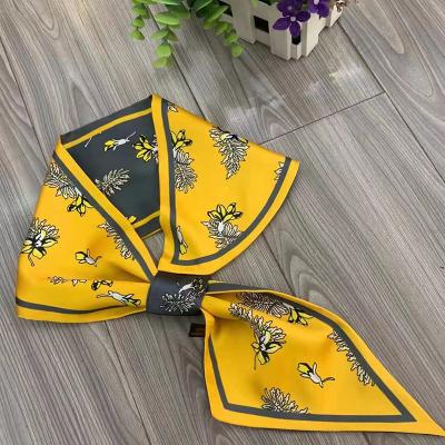 China Soft Touch Feeling Silk Yiwu No MOQ Small Ribbon Scarf Women Ladies Breathable Lightweight Twill Neck Silk Scarf for sale