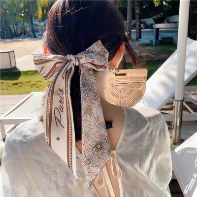 China New Soft Touch Feeling Scarf Women Handbag Printing Ribbon Skinny Brand Scarf Bag Silk Foulard Women Tie Up Fashion Belt Key Scarves For Ladies for sale