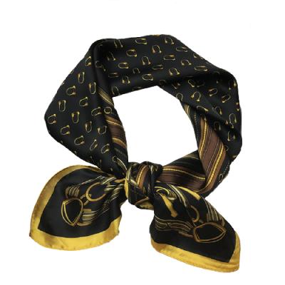 China Interesting Looking Silk Scarf Small Retro Head Square Print Summer Satin Neck Scarf Lady Business Party Fashion Shorts for sale