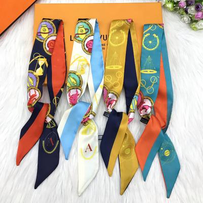 China Silk Feeling Silk Ribbon Scarf Fashion Ladies Belt Soft Touch Multi-use Neck Scarves Narrow Wrist Headband for sale