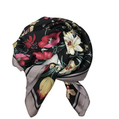 China Place young ladies women fashion scarf spring and twill silk scarf Autumn Thin Travel Decoration Satin for sale