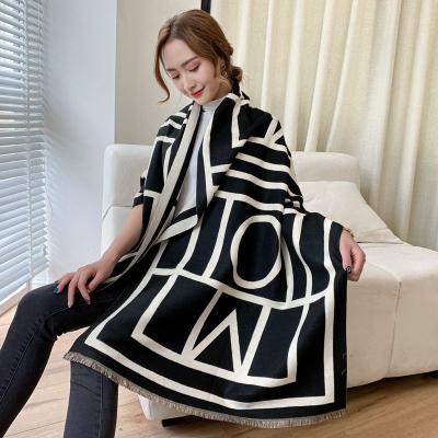 China Winter Scarf Ladies Wool Scarf Women Cashmere Lattice Tassel Shawl Wide Wrap Covers Tippet Warm Scarves for sale