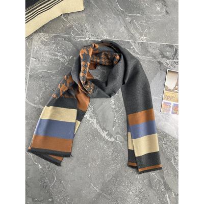 China Soft touch feeling scarf men autumn and winter Korean version of wild wool birthday gift boys plaid knitting high-end bib for sale