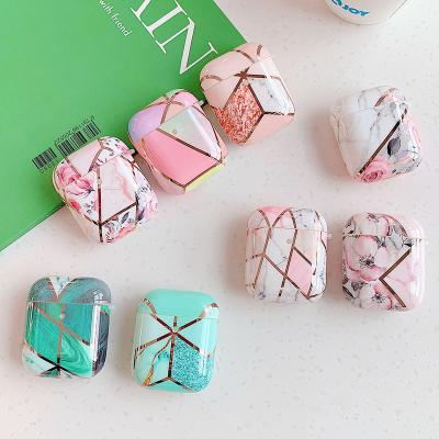 中国 Eco-friendly Material Marble Plated Earphone Case For Pro Air Pods Cute Pink Soft Flowers Cover Device For Air Pods1/2, Air Pods 3 Case 販売のため