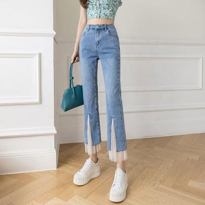 China 2021 Breathable Hot Sale Women Washed High Waist Denim Pants Trousers Lace Up Ladies Jeans Pants for sale