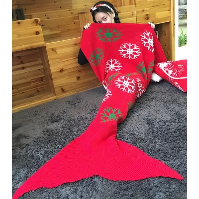 China Sustainable High Quality Custom Knit Designer Knitted Merry Christmas Air Conditioning Sofa Home Mermaid Blanket For Adult Children Kids for sale