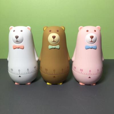 China Sustainable Cute Bear Pet Kitchen Cooking Timer Silicone Kids Study Time Manager Timer Baking Reminder for sale