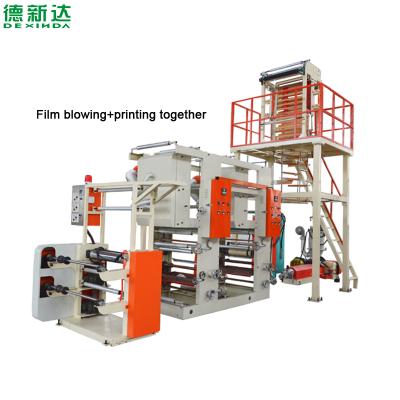 China Film Blowing and Printing Dexinda 2 Color Film Blowing Machine and Printing Machine Together for sale