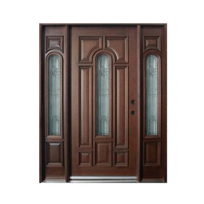 China Large Traditional Hotel Room Interior Living Room Door Brown Wooden Doors for sale