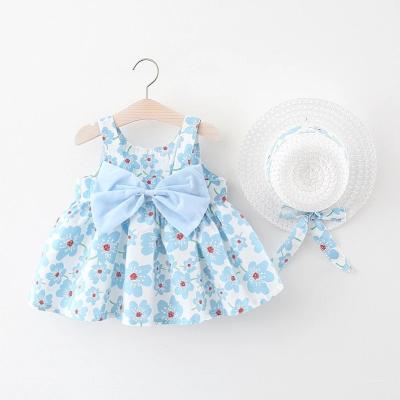 China Breathable Summer Clothes Baby Girl Beach Dresses Casual Fashion Print Cute Bow Flower Princess Dress Newborn Clothing baby girl dress for sale